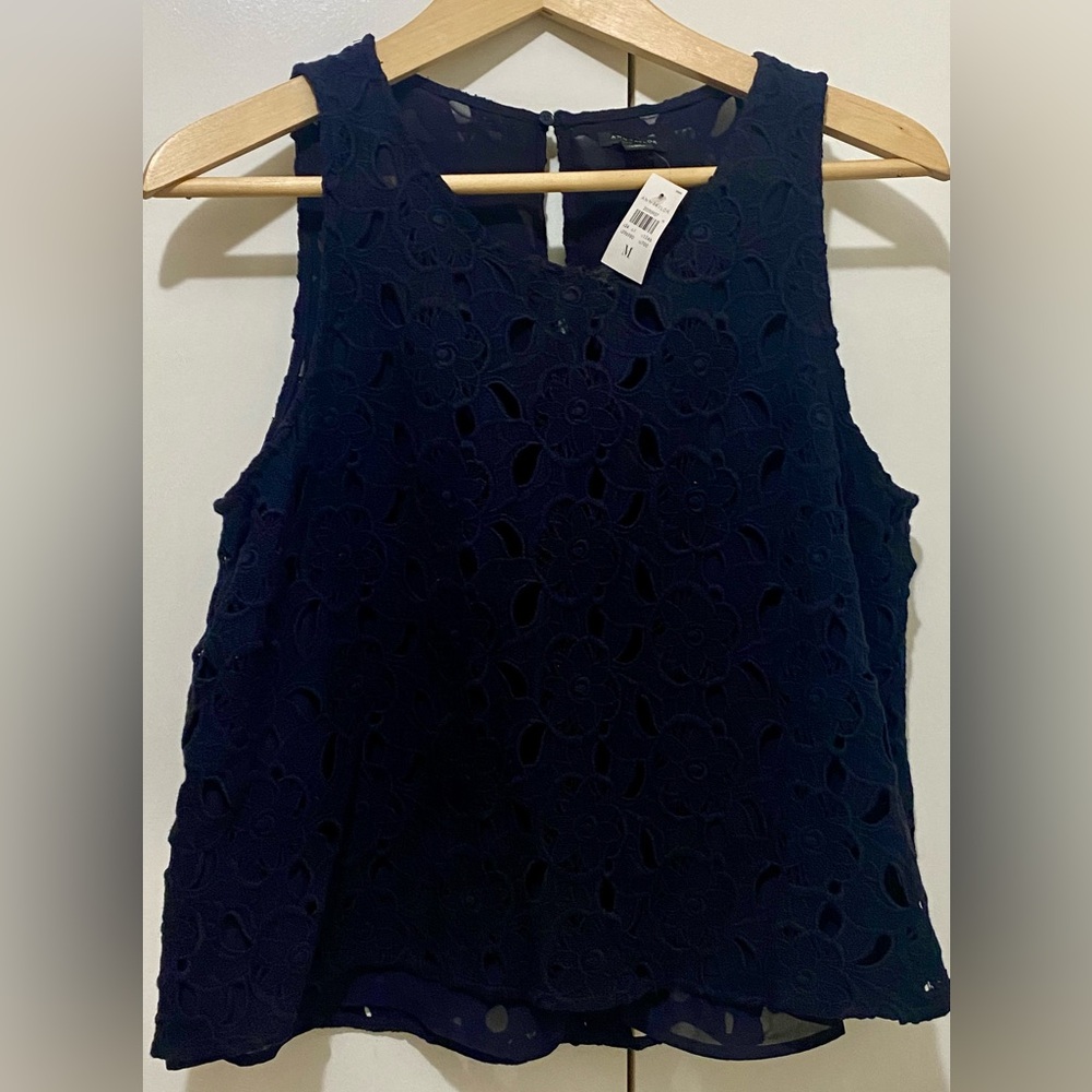 Ann Taylor- navy blue top. Fully lined, new